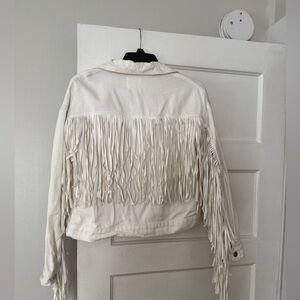 White denim fringe jacket